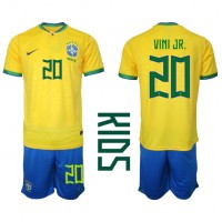 Dres Brazília Vinicius Junior #20 Domáci pre deti MS 2022 Krátky Rukáv (+ trenírky)